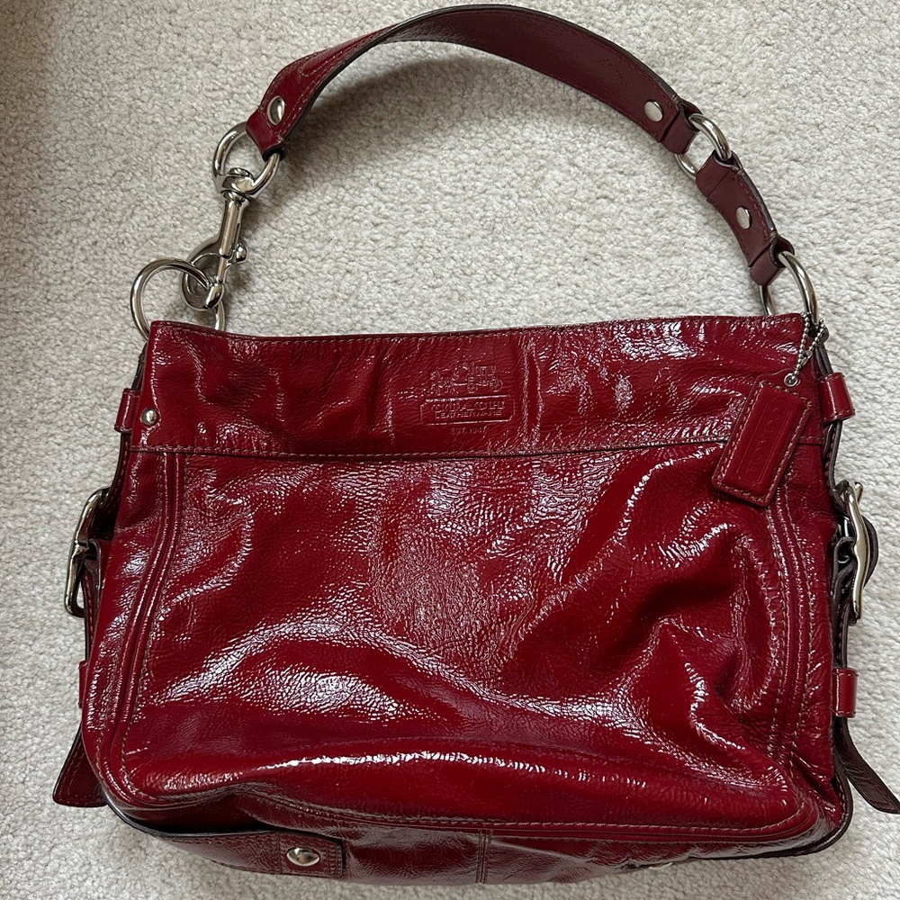 COACH Patent Red Leather Shoulder Bag
